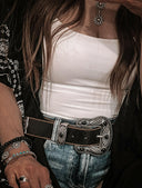 Vintage Leather Belt with Western Buckle .-Belts-Rae Collective, Women's Online Fashion Boutique Located in Phoenix, Arizona (Scottsdale Area)