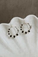 Flower Bed Sterling Silver Stone Hoop Earrings-Hoop Earrings-Krush Kandy, Women's Online Fashion Boutique Located in Phoenix, Arizona (Scottsdale Area)
