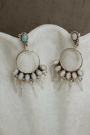7 Jewel Hoop Studded Dangle Earring-Drop Earrings-Rae Collective, Women's Online Fashion Boutique Located in Phoenix, Arizona (Scottsdale Area)