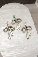 Stone Bliss Sterling Silver Bow Earrings-Stud Earrings-Rae Collective, Women's Online Fashion Boutique Located in Phoenix, Arizona (Scottsdale Area)