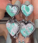 Whispering Hearts Variscite Heart Earrings-Tiktok
