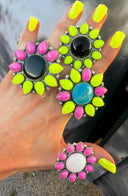 OPAL Sunflower Cluster Sterling Silver Rings-Cluster Rings-Rae Collective, Women's Online Fashion Boutique Located in Phoenix, Arizona (Scottsdale Area)