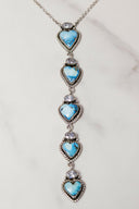 White CZ & Stone Heart Drop Necklace-Chain Necklaces-Rae Collective, Women's Online Fashion Boutique Located in Phoenix, Arizona (Scottsdale Area)