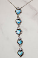 White CZ & Stone Heart Drop Necklace-Chain Necklaces-Rae Collective, Women's Online Fashion Boutique Located in Phoenix, Arizona (Scottsdale Area)