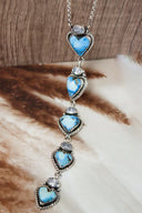 White CZ & Stone Heart Drop Necklace-Chain Necklaces-Rae Collective, Women's Online Fashion Boutique Located in Phoenix, Arizona (Scottsdale Area)