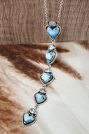 White CZ & Stone Heart Drop Necklace-Chain Necklaces-Rae Collective, Women's Online Fashion Boutique Located in Phoenix, Arizona (Scottsdale Area)