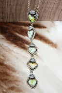 White CZ & Stone Heart Drop Necklace-Chain Necklaces-Rae Collective, Women's Online Fashion Boutique Located in Phoenix, Arizona (Scottsdale Area)