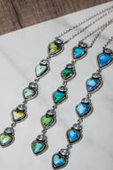 White CZ & Stone Heart Drop Necklace-Chain Necklaces-Rae Collective, Women's Online Fashion Boutique Located in Phoenix, Arizona (Scottsdale Area)