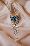 Neon Pink & Turquoise Checkered Necklace-Chain Necklaces-Rae Collective, Women's Online Fashion Boutique Located in Phoenix, Arizona (Scottsdale Area)