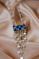 Neon Pink & Turquoise Checkered Necklace-Chain Necklaces-Rae Collective, Women's Online Fashion Boutique Located in Phoenix, Arizona (Scottsdale Area)