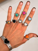 Solid Band Heart Single Stone Ring-Statement Rings-Rae Collective, Women's Online Fashion Boutique Located in Phoenix, Arizona (Scottsdale Area)