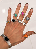 Solid Band Heart Single Stone Ring-Statement Rings-Rae Collective, Women's Online Fashion Boutique Located in Phoenix, Arizona (Scottsdale Area)