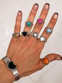 Solid Band Heart Single Stone Ring-Statement Rings-Rae Collective, Women's Online Fashion Boutique Located in Phoenix, Arizona (Scottsdale Area)