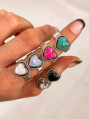 Solid Band Heart Single Stone Ring-Statement Rings-Rae Collective, Women's Online Fashion Boutique Located in Phoenix, Arizona (Scottsdale Area)
