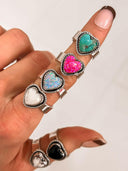 Solid Band Heart Single Stone Ring-Statement Rings-Rae Collective, Women's Online Fashion Boutique Located in Phoenix, Arizona (Scottsdale Area)