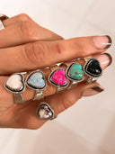 Solid Band Heart Single Stone Ring-Statement Rings-Rae Collective, Women's Online Fashion Boutique Located in Phoenix, Arizona (Scottsdale Area)