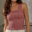 Floral Textured Knit Tank Top