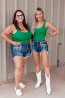 Risen Denim & Diamonds High Rise Rhinestone Shorts-Shorts-Krush Kandy, Women's Online Fashion Boutique Located in Phoenix, Arizona (Scottsdale Area)