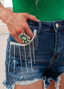 Risen Denim & Diamonds High Rise Rhinestone Shorts-Shorts-Krush Kandy, Women's Online Fashion Boutique Located in Phoenix, Arizona (Scottsdale Area)