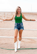 Risen Denim & Diamonds High Rise Rhinestone Shorts-Shorts-Rae Collective, Women's Online Fashion Boutique Located in Phoenix, Arizona (Scottsdale Area)