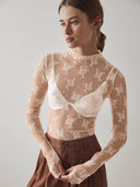 Chic Lace Mesh Top-Long Sleeve Tops-Rae Collective, Women's Online Fashion Boutique Located in Phoenix, Arizona (Scottsdale Area)