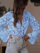 Boho Dreams Floral Lace Long Sleeve Blouse