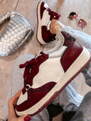 Concept CloudWalk: Burgundy & Silver Color Block Sneakers-Shoes-Rae Collective, Women's Online Fashion Boutique Located in Phoenix, Arizona (Scottsdale Area)