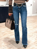 Molly High-Rise Distressed Flare Jeans ( PLUS / REG)-Jeans-Krush Kandy, Women's Online Fashion Boutique Located in Phoenix, Arizona (Scottsdale Area)