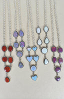 Sterling Silver Y Lariat Gemstone Necklace-Lariat and Y Necklaces-Rae Collective, Women's Online Fashion Boutique Located in Phoenix, Arizona (Scottsdale Area)
