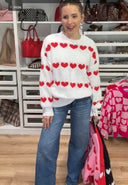 Red Heart Valentine Long Sleeve Knit Sweate r-Sweater-Krush Kandy, Women's Online Fashion Boutique Located in Phoenix, Arizona (Scottsdale Area)
