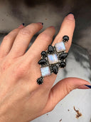 Black Onyx & Moonstone Cluster Sterling Silver Ring-Rae Collective, Women's Online Fashion Boutique Located in Phoenix, Arizona (Scottsdale Area)