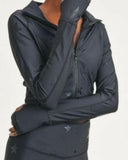 Black Star Foil Cropped Jacket w/ Thumbholes-Long Sleeve Tops-Krush Kandy, Women's Online Fashion Boutique Located in Phoenix, Arizona (Scottsdale Area)