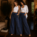 J.HER Mineral Wash Wide Pants with Raw Hem Frayed Details