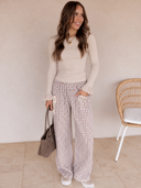 Jet Stream Lace Cuff Patchwork Round Neck Long Sleeve Top