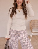 Jet Stream Lace Cuff Patchwork Round Neck Long Sleeve Top