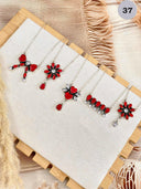 Red Opal & White CZ Necklaces-Chain Necklaces-Rae Collective, Women's Online Fashion Boutique Located in Phoenix, Arizona (Scottsdale Area)
