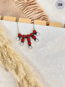 Red Opal & White CZ Necklaces-Chain Necklaces-Krush Kandy, Women's Online Fashion Boutique Located in Phoenix, Arizona (Scottsdale Area)