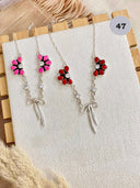 Half Cluster & Bow Necklace-Chain Necklaces-Rae Collective, Women's Online Fashion Boutique Located in Phoenix, Arizona (Scottsdale Area)