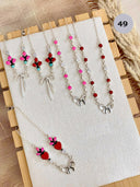 One Of A Kind Opal & Bow Necklaces-Chain Necklaces-Rae Collective, Women's Online Fashion Boutique Located in Phoenix, Arizona (Scottsdale Area)