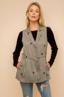 Excursion Cinched Waist Twill Vest-Vests-Rae Collective, Women's Online Fashion Boutique Located in Phoenix, Arizona (Scottsdale Area)