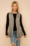 Excursion Cinched Waist Twill Vest-Vests-Rae Collective, Women's Online Fashion Boutique Located in Phoenix, Arizona (Scottsdale Area)
