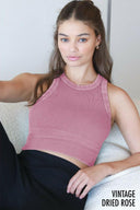 NIKIBIKI Vintage Ribbed High Neck Crop Top-Tanks-Krush Kandy, Women's Online Fashion Boutique Located in Phoenix, Arizona (Scottsdale Area)
