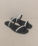 The Lucy | Satin Lined Rhinestone Strappy Flat Sandal-Sandals-Rae Collective, Women's Online Fashion Boutique Located in Phoenix, Arizona (Scottsdale Area)