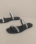 The Lucy | Satin Lined Rhinestone Strappy Flat Sandal-Sandals-Rae Collective, Women's Online Fashion Boutique Located in Phoenix, Arizona (Scottsdale Area)