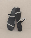 The Lucy | Satin Lined Rhinestone Strappy Flat Sandal-Sandals-Rae Collective, Women's Online Fashion Boutique Located in Phoenix, Arizona (Scottsdale Area)