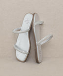 The Lucy | Satin Lined Rhinestone Strappy Flat Sandal-Sandals-Rae Collective, Women's Online Fashion Boutique Located in Phoenix, Arizona (Scottsdale Area)