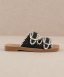 Francess Black Slide | Fun Double Buckle Sandal-Sandals-Rae Collective, Women's Online Fashion Boutique Located in Phoenix, Arizona (Scottsdale Area)