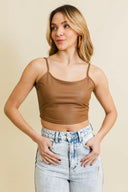 Strap Faux Leather Crop Cami Top-Tanks-Krush Kandy, Women's Online Fashion Boutique Located in Phoenix, Arizona (Scottsdale Area)