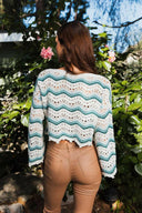 Chevron Crochet Crop Top-Long Sleeve Tops-Rae Collective, Women's Online Fashion Boutique Located in Phoenix, Arizona (Scottsdale Area)