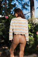Chevron Crochet Crop Top-Long Sleeve Tops-Rae Collective, Women's Online Fashion Boutique Located in Phoenix, Arizona (Scottsdale Area)